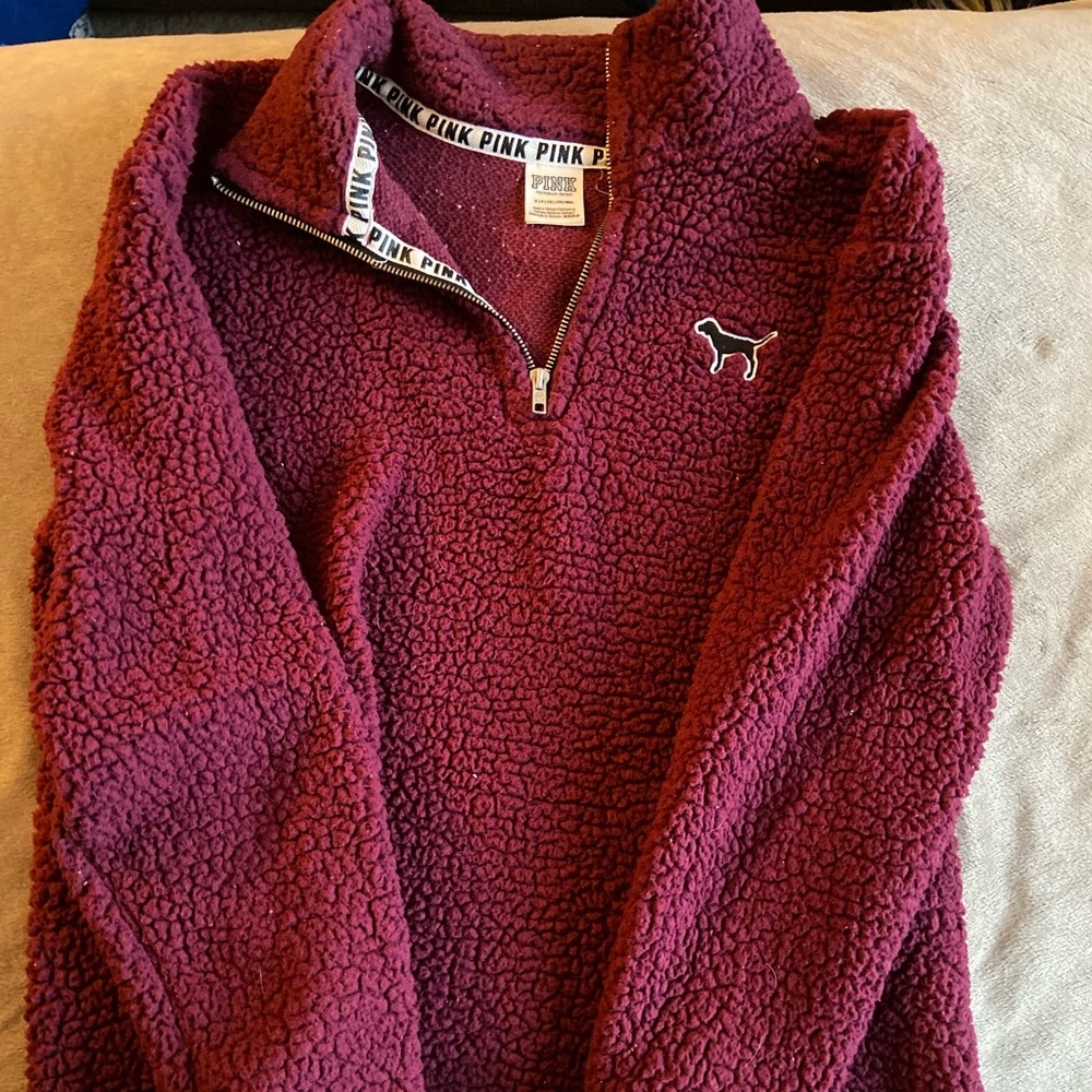 VS Pink Fluffy Quarter Zip